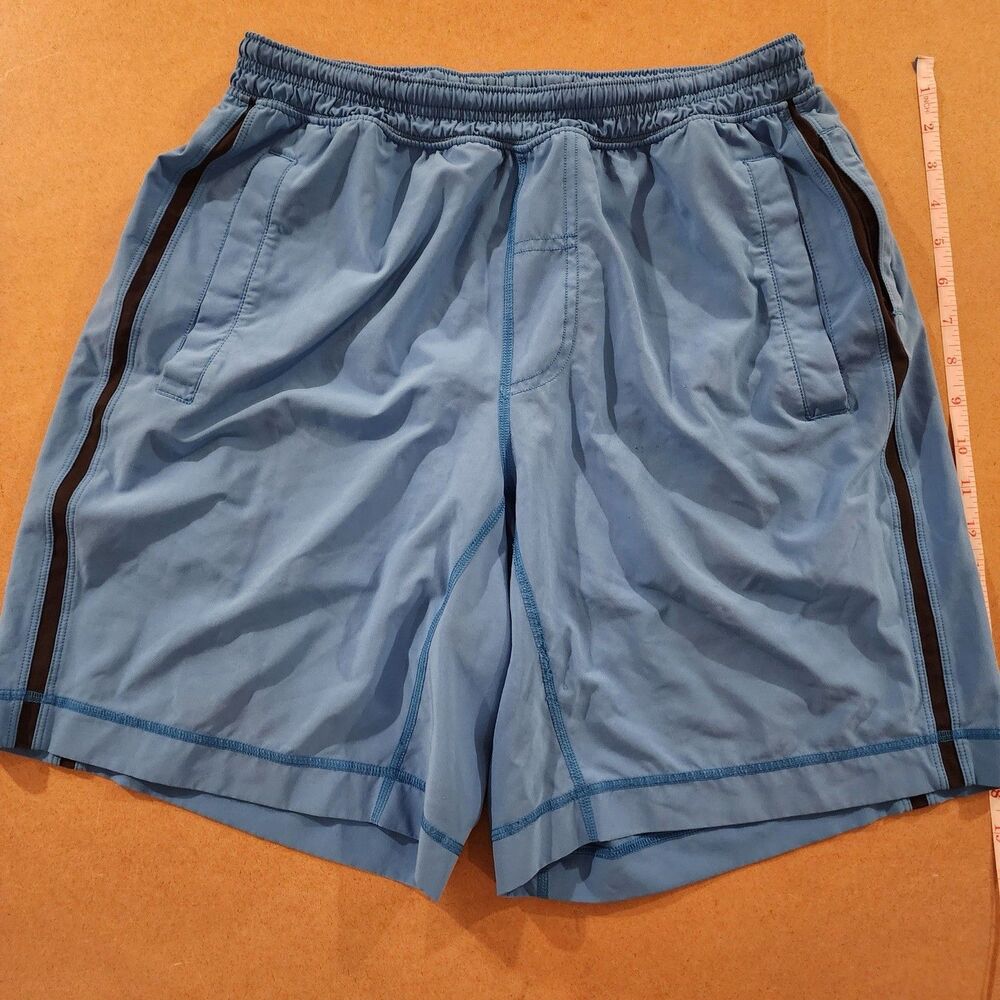 Lululemon Mens L Shorts Blue Athletic Running Training Drawstring Performance